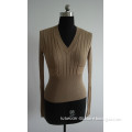 Fashion Ladies v neck long sleeve jersey pullover sweater